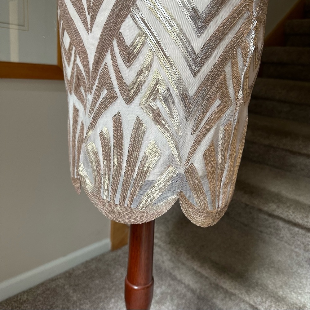 Gianni Bini Gold Sequin Beaded Cocktail Dress - Picture 4 of 8